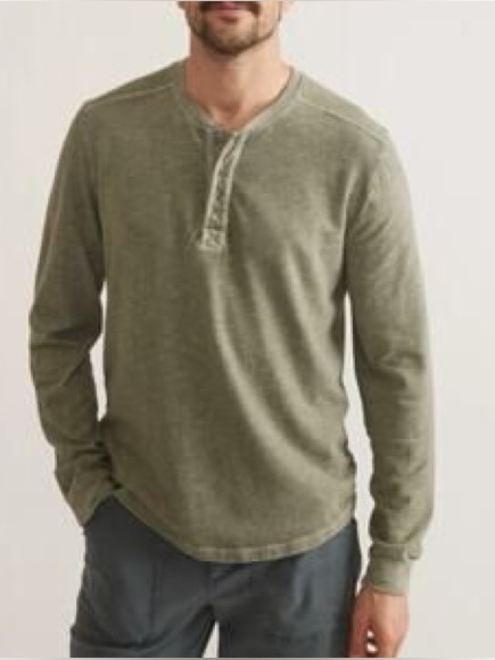 Marine Layer Men’s Size Small Sage Green Cotton Henley Shirt